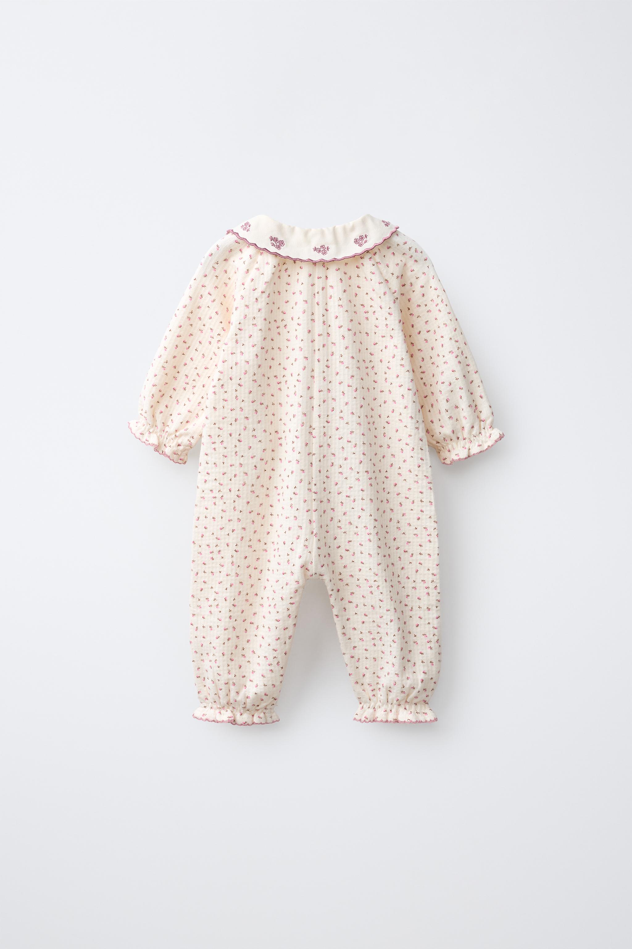 TEXTURED FLORAL JUMPSUIT WITH EMBROIDERED COLLAR